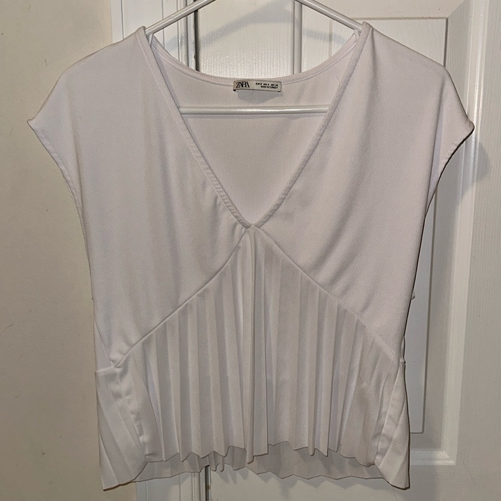 Zara ribbed pleated panel blouse